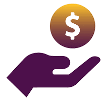 Symbol of hand holding money